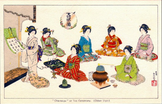 The vert Cha No Yu Ceremonie du the